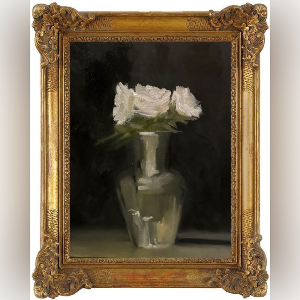 Elegant Original Floral Oil Painting On Canvas